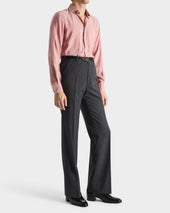 Chemise Col Classique En Popeline De Soie Corail Rayures