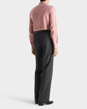 Chemise Col Classique En Popeline De Soie Corail Rayures