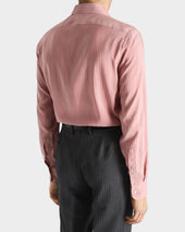 Chemise Col Classique En Popeline De Soie Corail Rayures