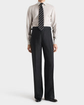 Chemise Col Classique En Popeline De Soie Blanche Rayures Grises