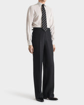 Chemise Col Classique En Popeline De Soie Blanche Rayures Grises