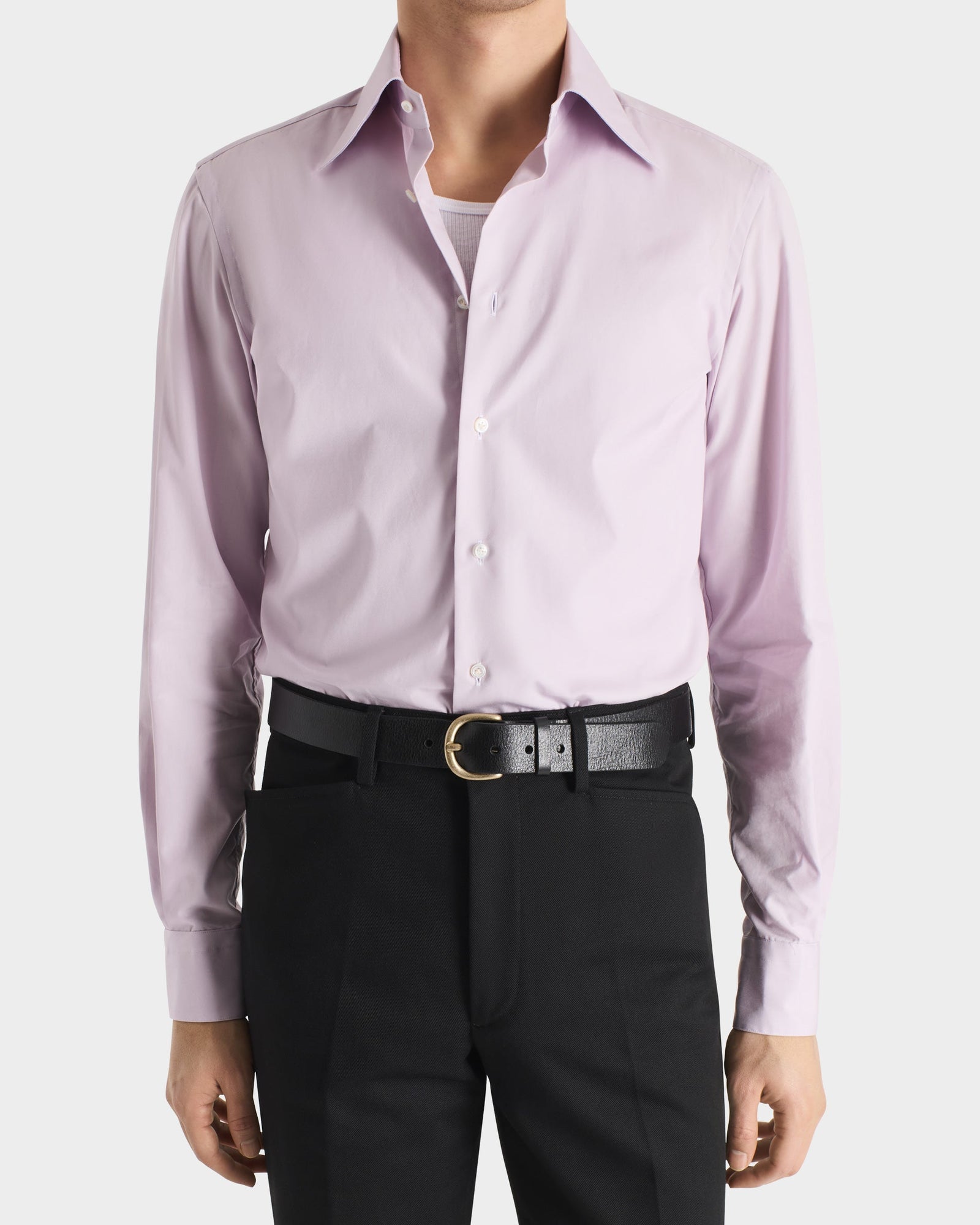Chemise Col Large En Popeline De Coton Supima Lilas