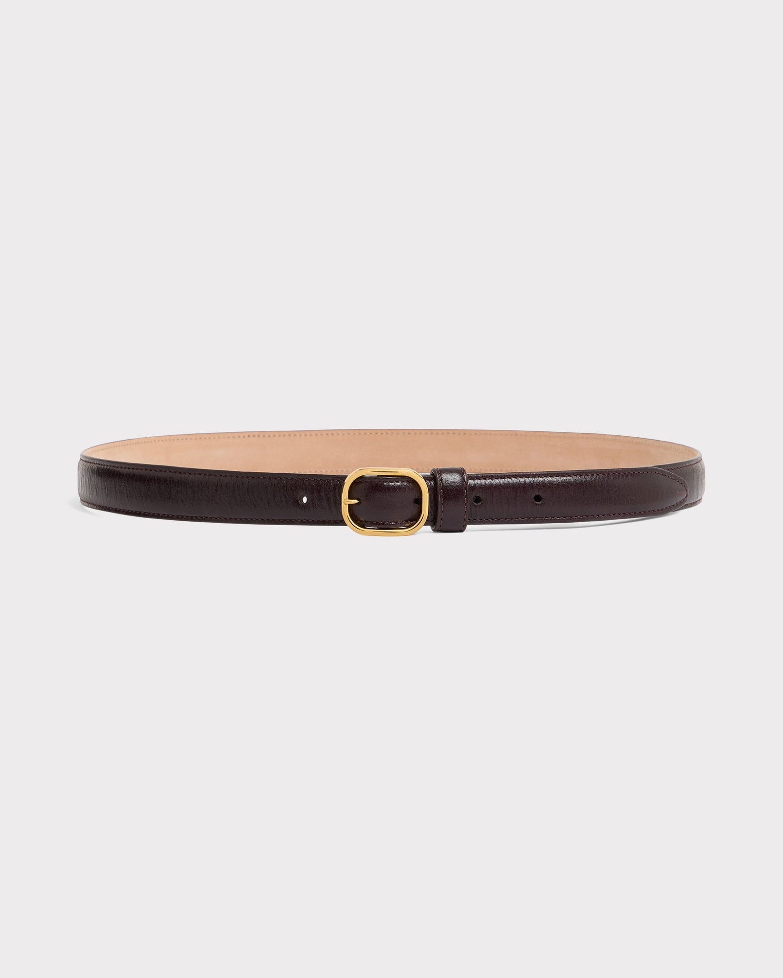 Ceinture Fine En Cuir De Veau Brillant Vin
