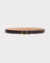 CEINTURE FINE EN CUIR DE VEAU BRILLANT - VIN