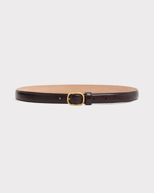 CEINTURE FINE EN CUIR DE VEAU BRILLANT - VIN