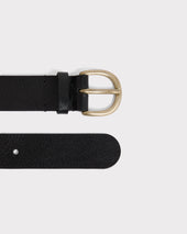 Ceinture Large En Cuir De Veau Tannage V G Tal Noire