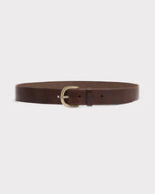 CEINTURE LARGE EN CUIR DE VEAU TANNAGE VÉGÉTAL - MARRON FONCÉ