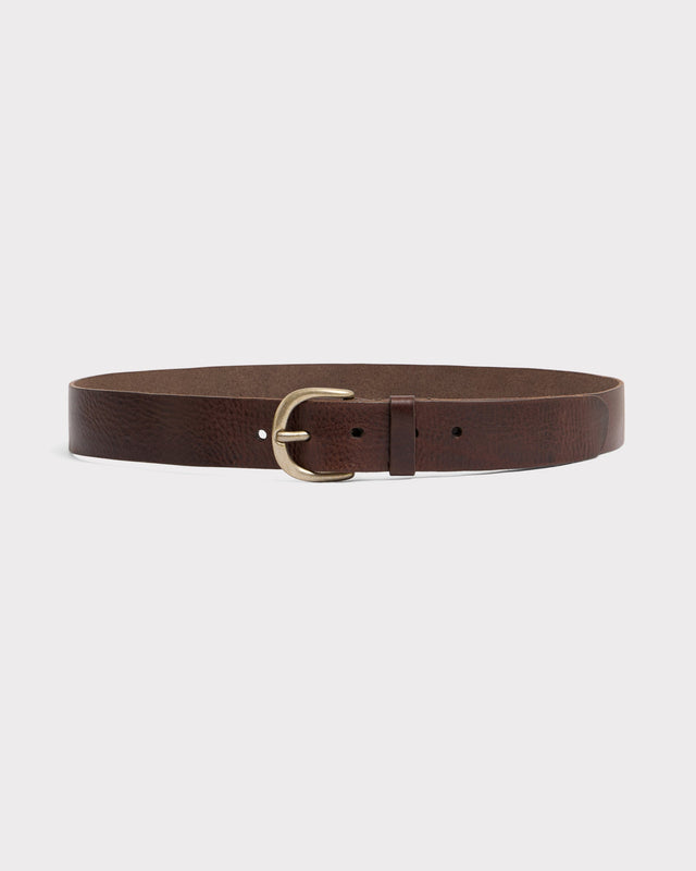 CEINTURE LARGE EN CUIR DE VEAU TANNAGE VÉGÉTAL - MARRON FONCÉ