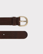 Ceinture Large En Cuir De Veau Tannage V G Tal Marron Fonc