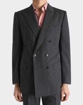Costume Crois En Serg De Laine Anthracite Rayures Grises