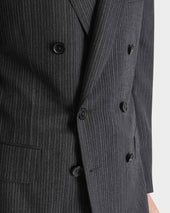 Costume Crois En Serg De Laine Anthracite Rayures Grises