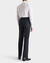 Costume Droit En Serg De Laine Bleu Marine Rayures Gris Clair