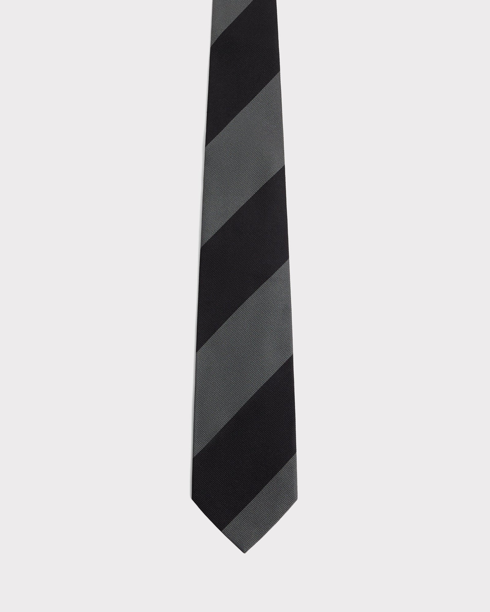 Cravate En Jacquard De Soie Rayures Noires Et Grises Ardoise
