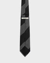 Cravate En Jacquard De Soie Rayures Noires Et Grises Ardoise