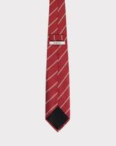 Cravate En Jacquard De Soie Vermillion Rayures Cr Me