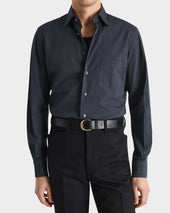 CHEMISE COL CLASSIQUE EN DRAP DE COTON - GRIS ARDOISE