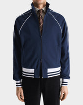 TRACK JACKET EN JERSEY DE POLYCOTON - BLEU FONCÉ