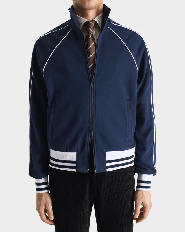 TRACK JACKET EN JERSEY DE POLYCOTON - BLEU FONCÉ