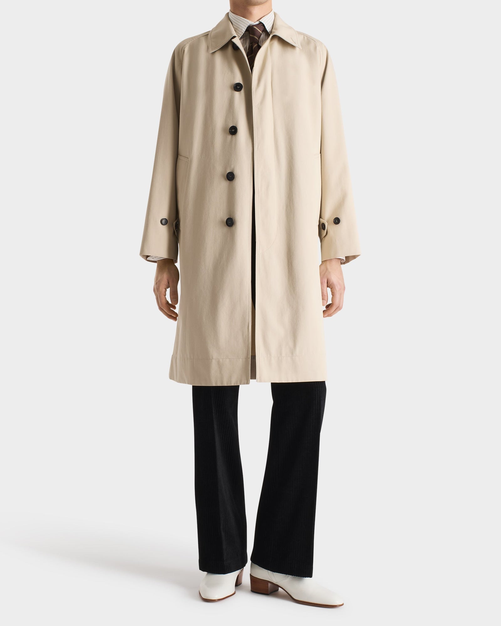 Car Coat En Gabardine De Polycoton Recycl Beige Mastic