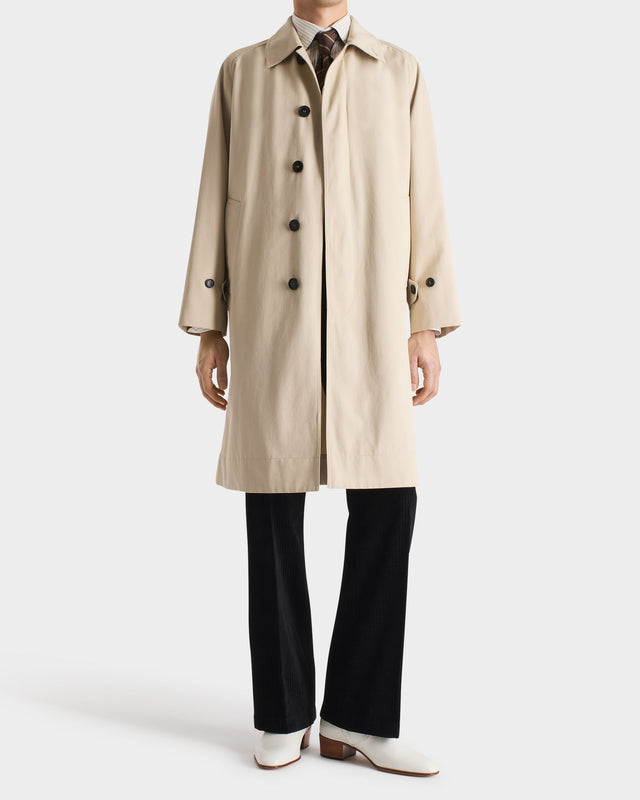 CAR COAT EN GABARDINE DE POLYCOTON RECYCLÉ - BEIGE MASTIC