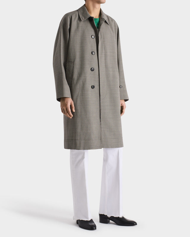 CAR COAT EN LAINE TROPICALE - MICRO-CARREAUX MULTICOLORES
