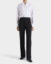 Pantalon De Smoking Large En Laine Vierge Et Viscose Noir