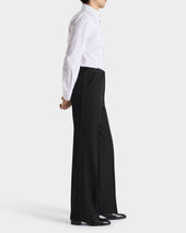Pantalon De Smoking Large En Laine Vierge Et Viscose Noir
