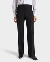 PANTALON DE SMOKING LARGE EN LAINE VIERGE ET VISCOSE - NOIR