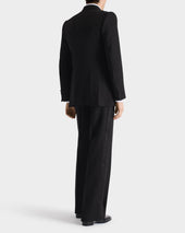 Pantalon De Smoking Large En Laine Vierge Et Viscose Noir