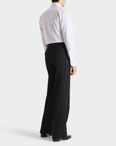 Pantalon De Smoking Large En Laine Vierge Et Viscose Noir