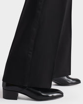 Pantalon De Smoking Large En Laine Vierge Et Viscose Noir