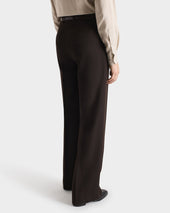 Pantalon Large En Serg De Laine Vierge Cavalry 4 Ply Chevrons Chocolat Fonc