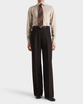 Pantalon Large En Serg De Laine Vierge Cavalry 4 Ply Chevrons Chocolat Fonc