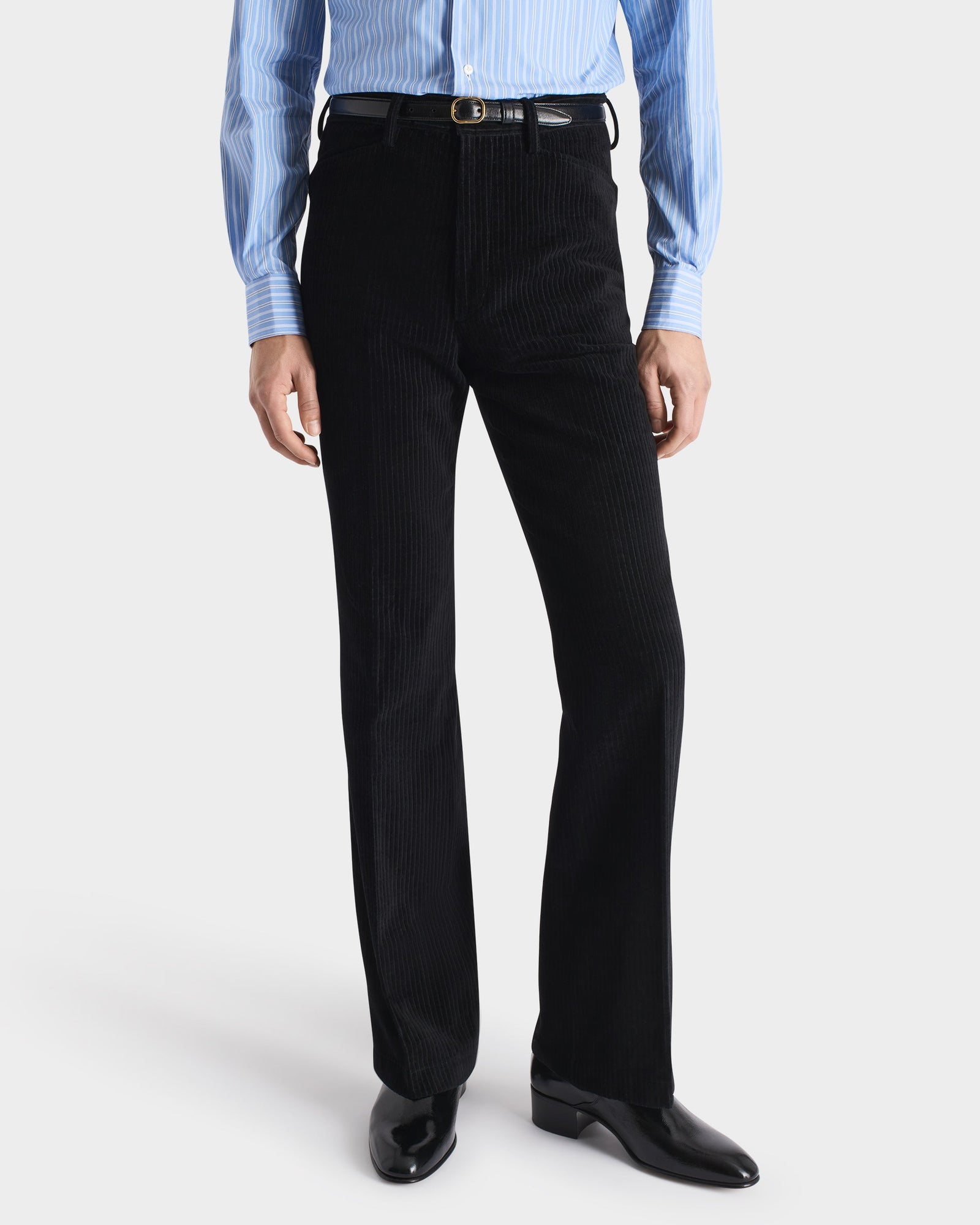 Pantalon Vas En Velours C Tel De Coton Viscose Et Lin Noir
