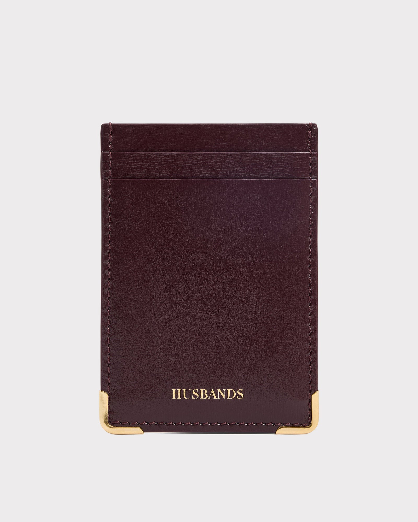 Porte Cartes Vertical En Cuir De Veau Box Bordeaux