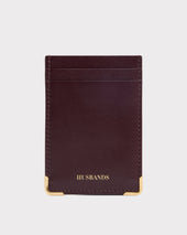 PORTE-CARTES VERTICAL EN CUIR DE VEAU BOX - BORDEAUX
