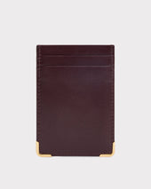Porte Cartes Vertical En Cuir De Veau Box Bordeaux