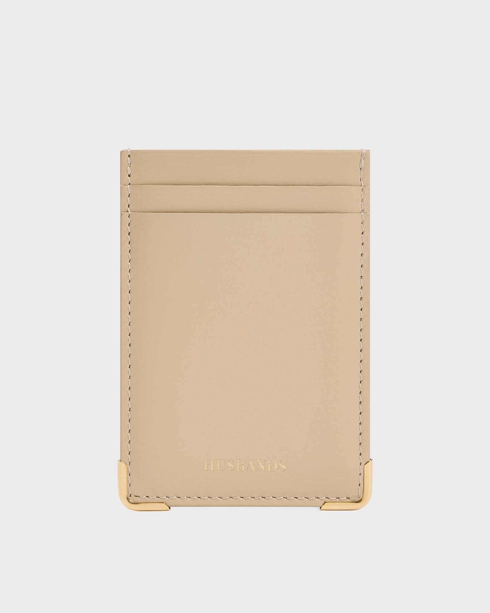 Porte Cartes Vertical En Cuir De Veau Box Vanille