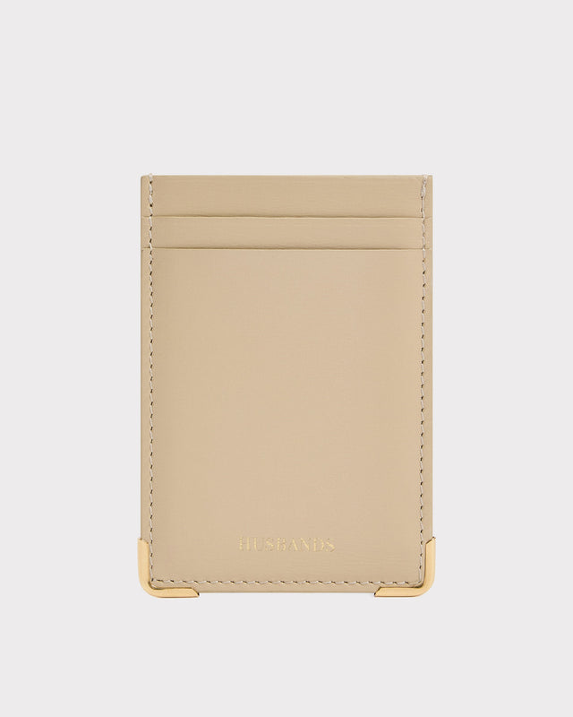 PORTE-CARTES VERTICAL EN CUIR DE VEAU BOX - VANILLE