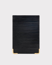 Porte Cartes Vertical En Cuir De L Zard Noir