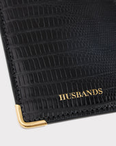 Porte Cartes Vertical En Cuir De L Zard Noir