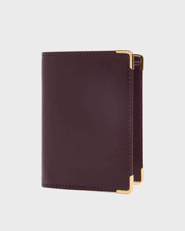 PORTEFEUILLE VERTICAL EN CUIR DE VEAU BOX - BORDEAUX