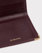 Portefeuille Vertical En Cuir De Veau Box Bordeaux