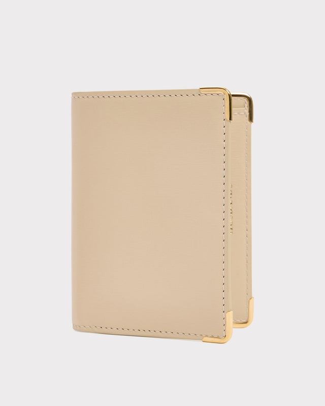 PORTEFEUILLE VERTICAL EN CUIR DE VEAU BOX - VANILLE