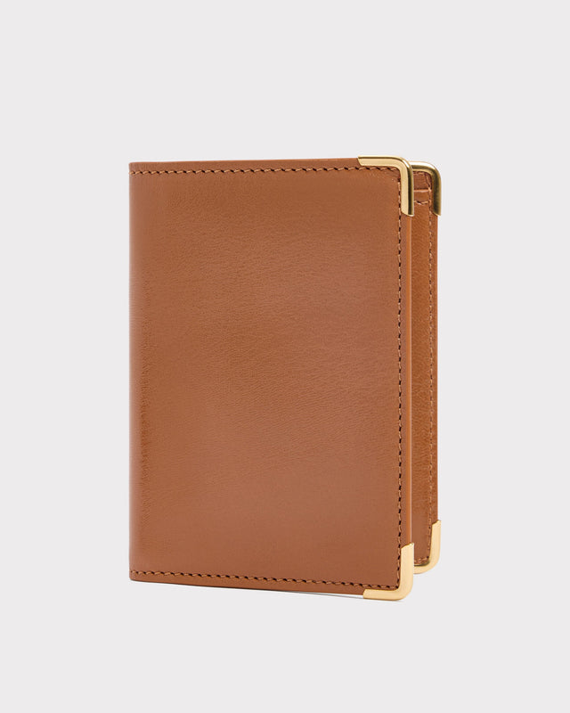 PORTEFEUILLE VERTICAL EN CUIR DE CHÈVRE - CARAMEL