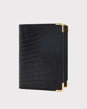 PORTEFEUILLE VERTICAL EN CUIR DE LÉZARD - NOIR