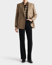 Veste Crois E En Serg De Laine Peign E Et Lin Et Marron Prince De Galles