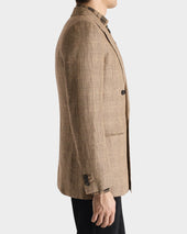 Veste Crois E En Serg De Laine Peign E Et Lin Et Marron Prince De Galles