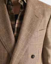 Veste Crois E En Serg De Laine Peign E Et Lin Et Marron Prince De Galles