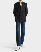 Veste De Smoking Crois E En Laine Vierge Et Viscose Noire